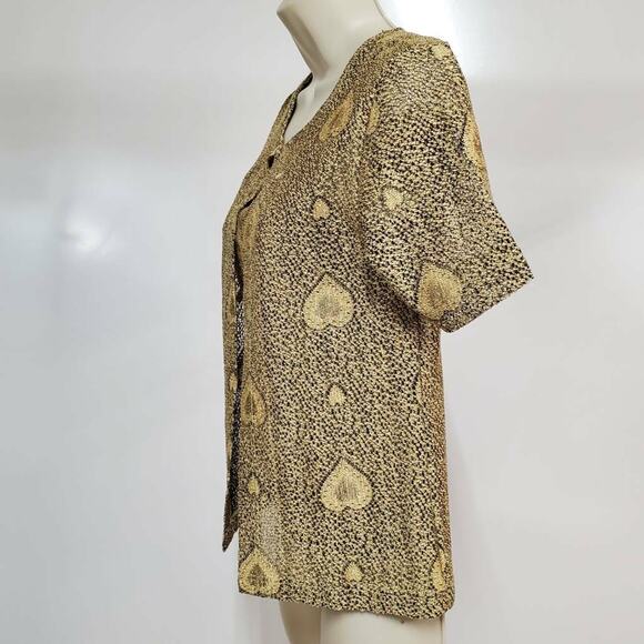 Liz Claiborne Petite XXS 2 Piece Top Set Sweater Metallic Gold Short Sleeve Cami - Picture 2 of 11